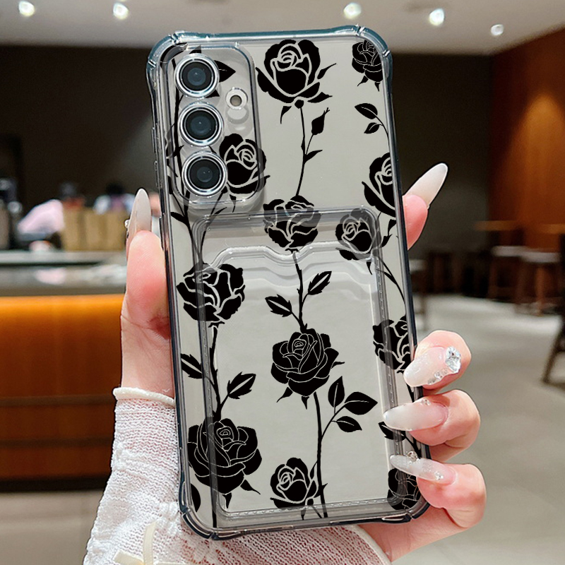 Black Rose Pattern Card Bag Wa - Wallets recension och pris