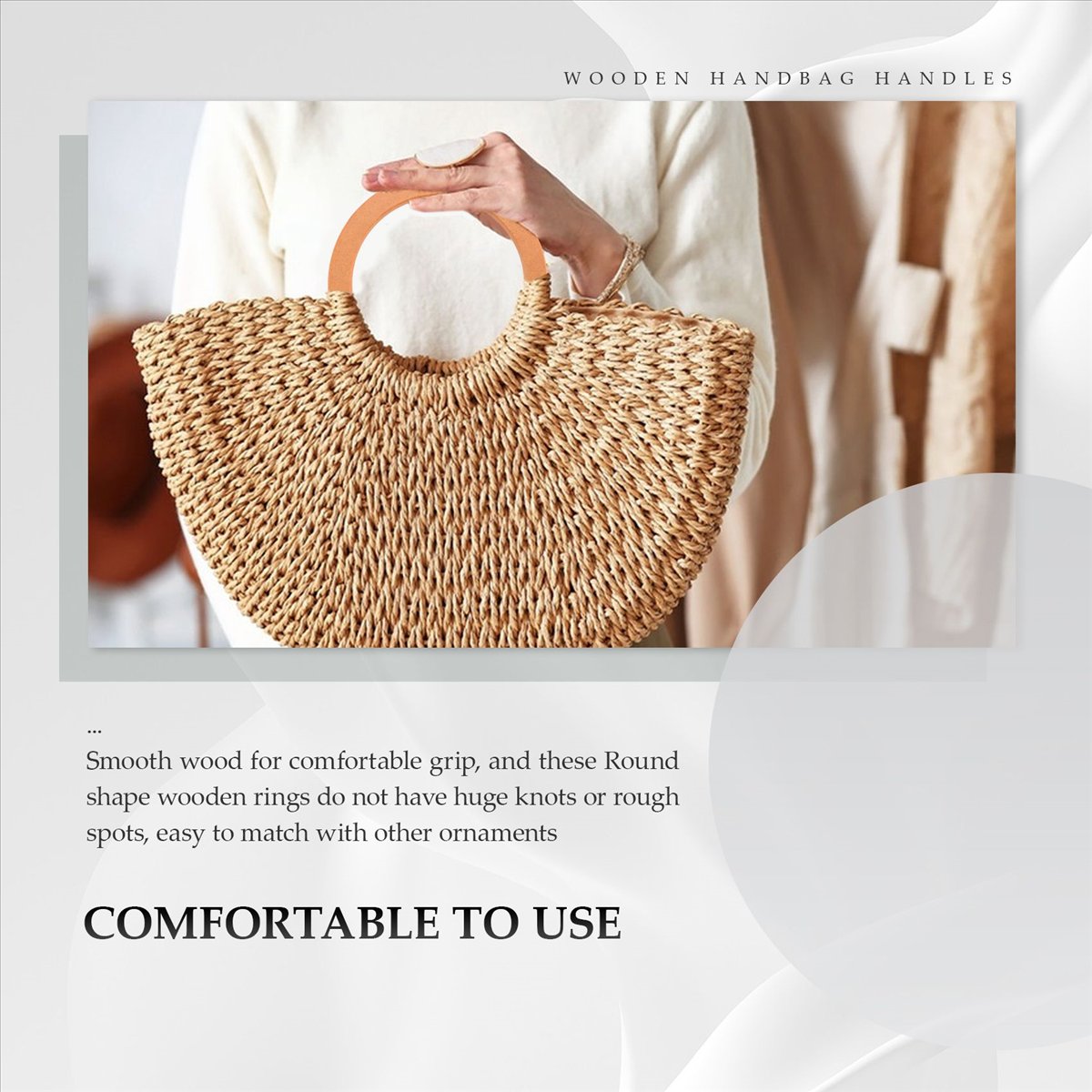 4PCS Wooden Round Shaped Handl - Handbags recension och pris