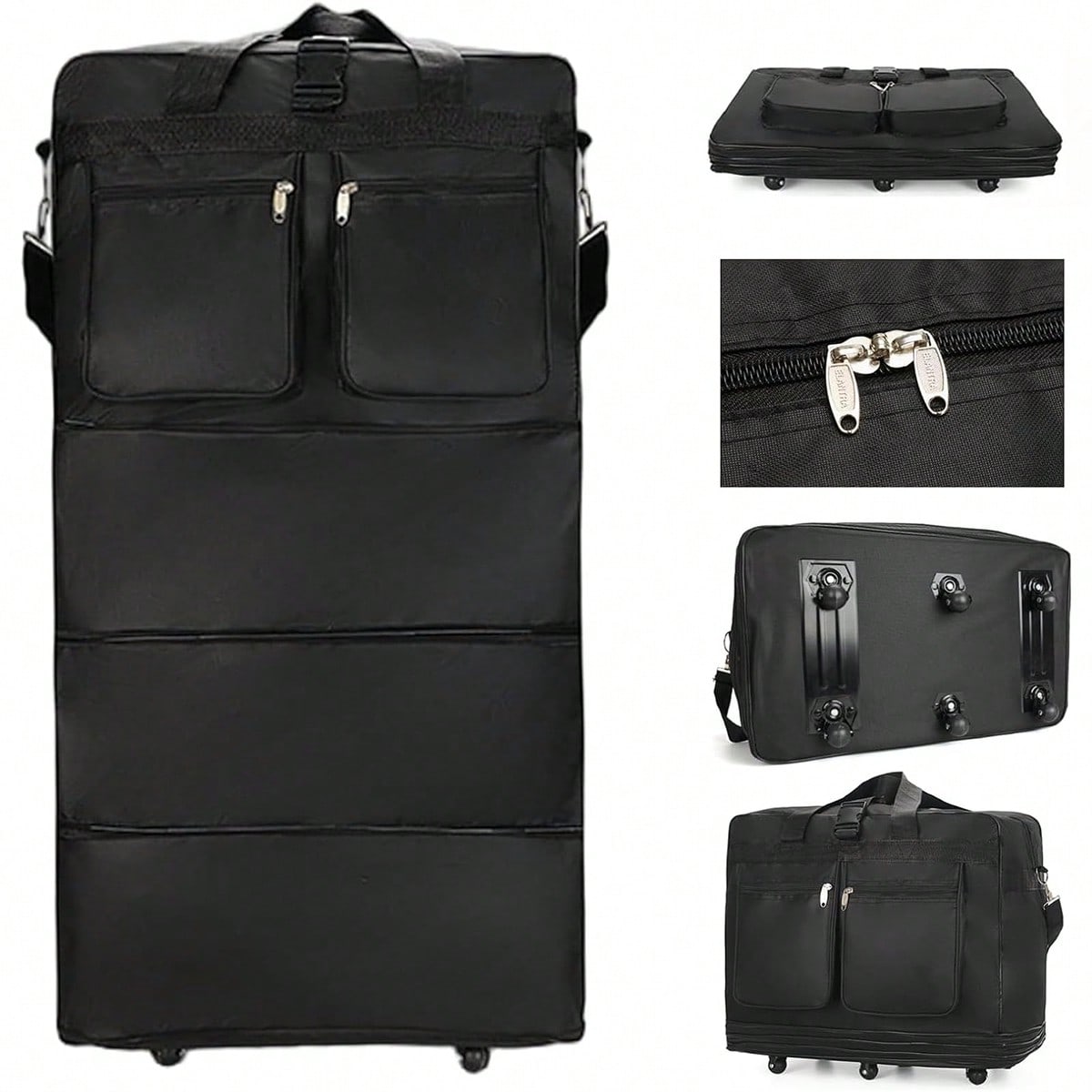 Black Rolling Travel Duffel Ba - Foldable Rolling Luggage Bag recension och pris